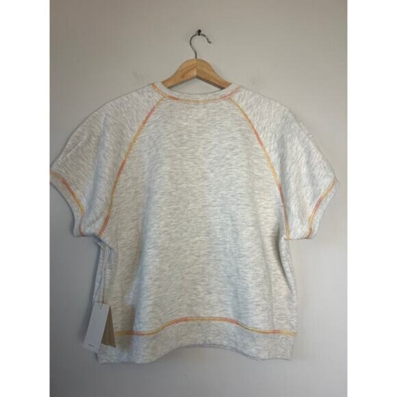 NWT Mother Short Sleeve Concert Tuck Cotton Blend Crewneck Top Gray Size: Medium - Picture 7 of 8